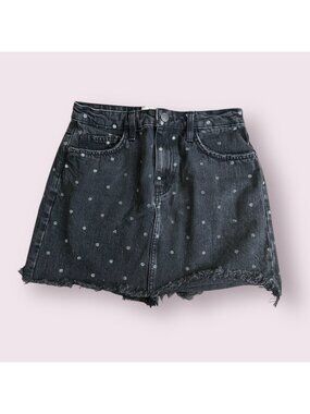 CURRENT ELLIOTT Black Polka Dot Denim Skirt Size 27